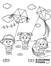 Spring picnic coloring sheet for children