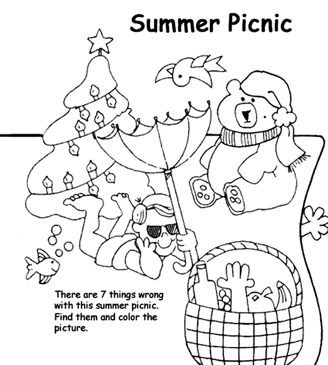 Summer picnic coloring page