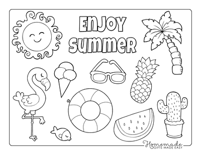 Free summer coloring pages for kids adults