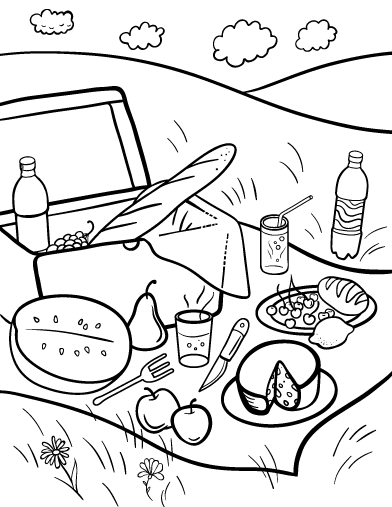 Free picnic coloring page