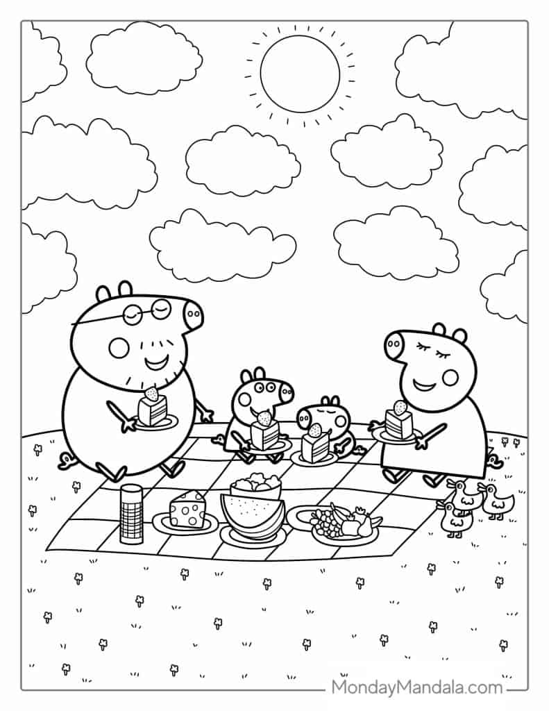 Peppa pig coloring pages free pdf printables