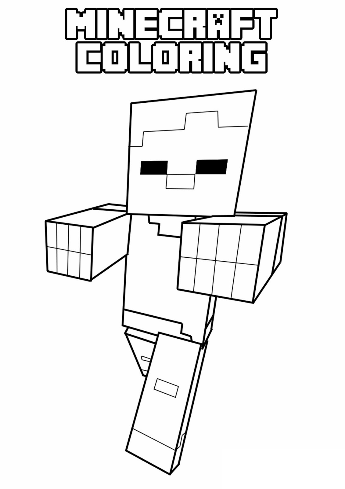 Kids under minecraft coloring pages