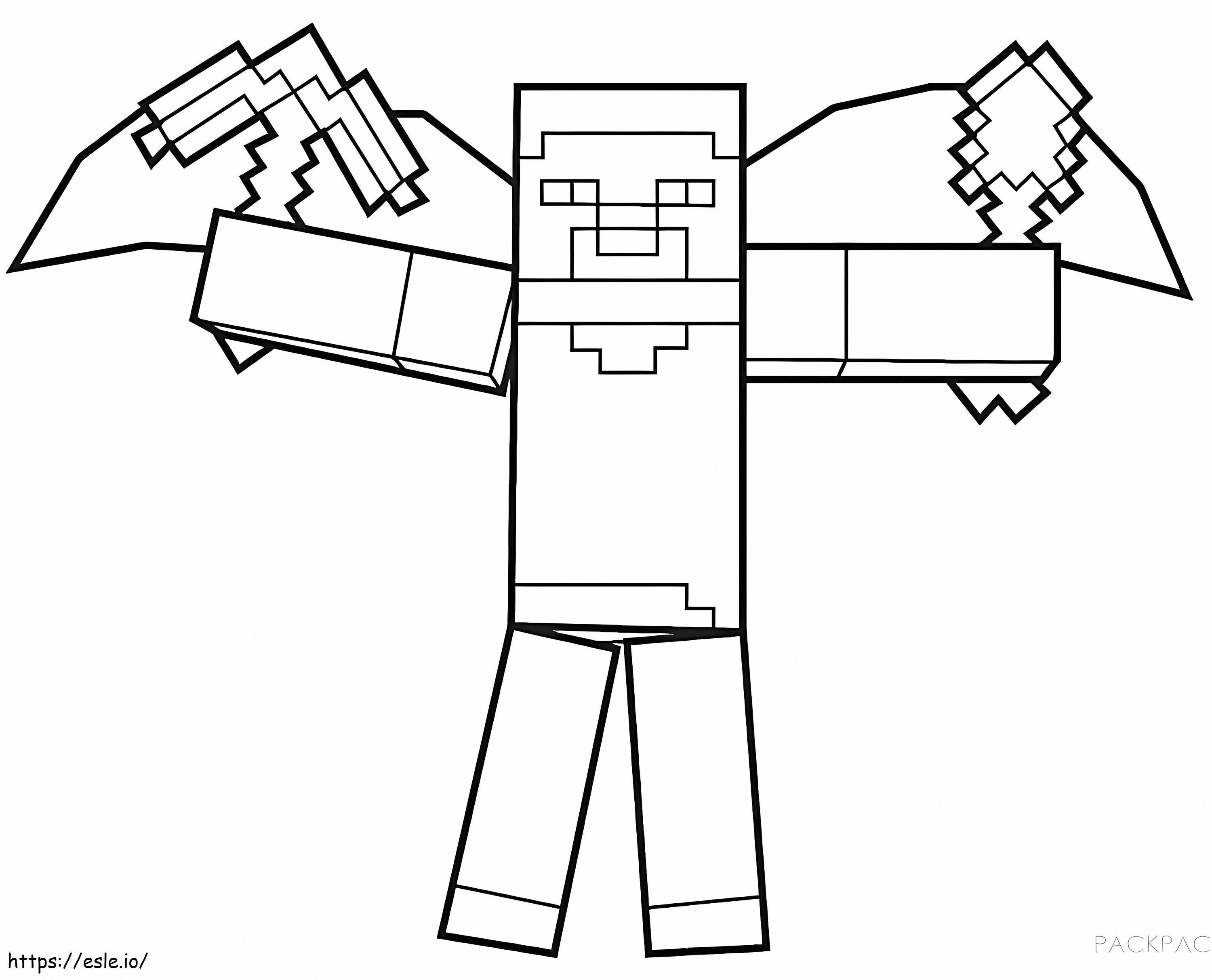 Amazing steve minecraft coloring page