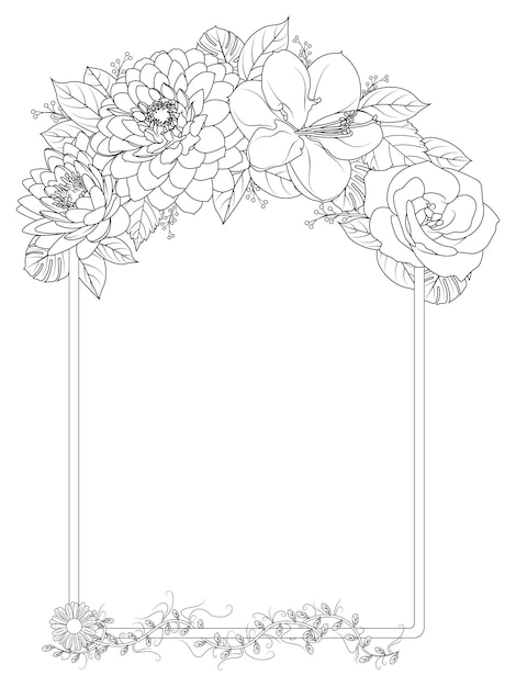 Premium vector coloring book series of floral frame page