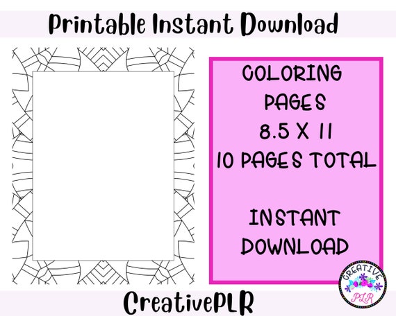 Rectangle frame coloring pages printable coloring pages instant download