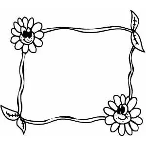 Smiling flowers frame coloring page