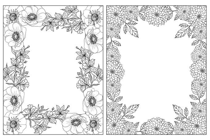 Send floral frame coloring book pages by kaizenme