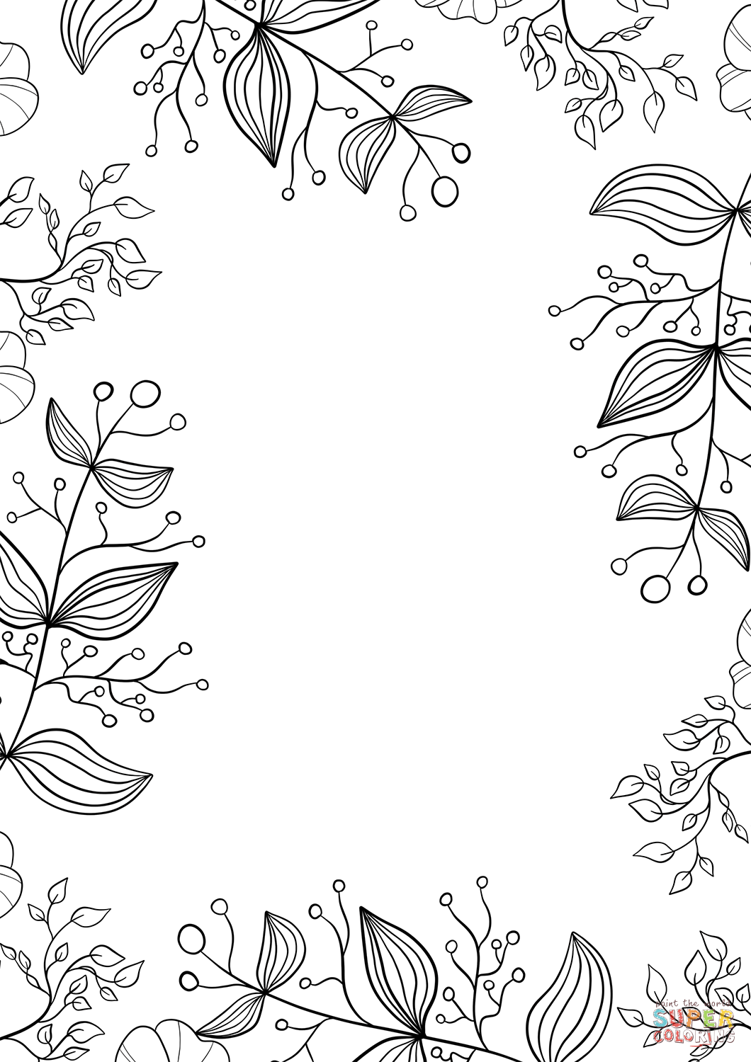 Leaves frame coloring page free printable coloring pages