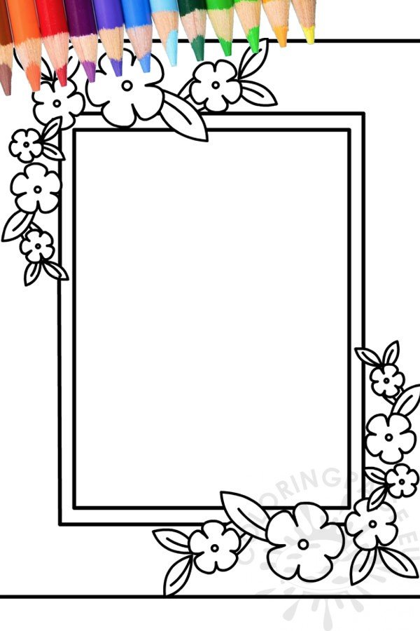 Flower frame template coloring page