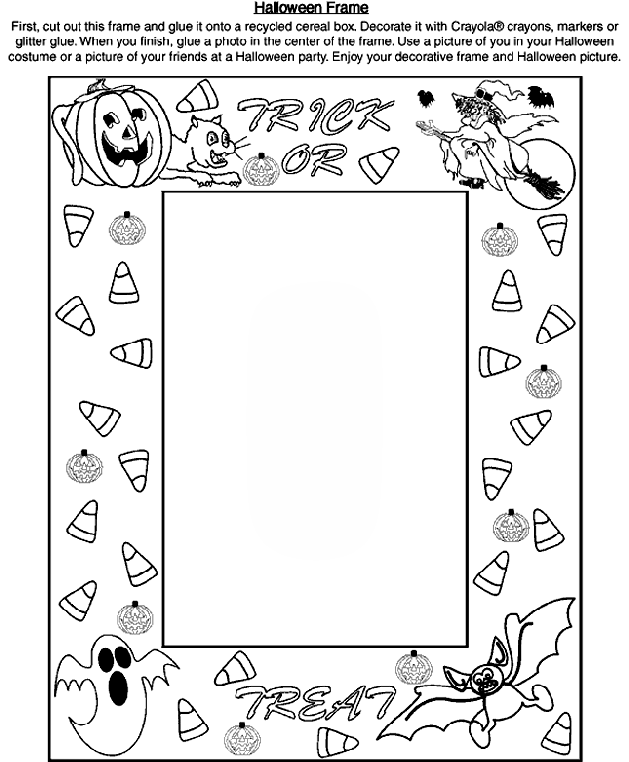 Halloween frame coloring page