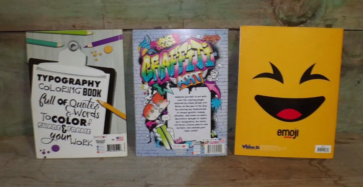Adult coloring book lot emoji graffiti art typography quotes bendon good used