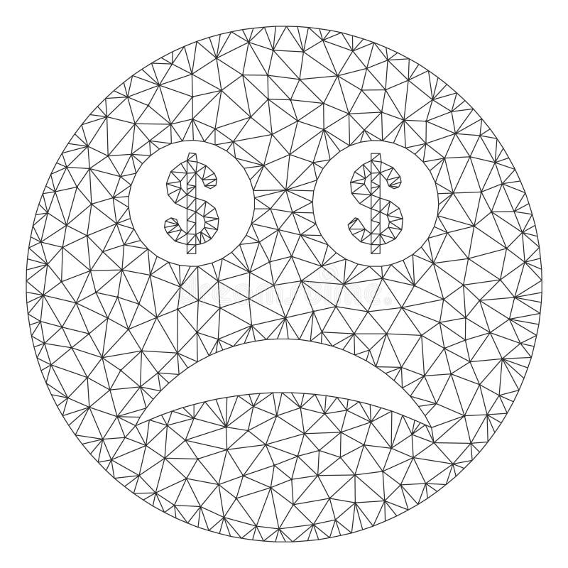 Bankrupt smiley vector mesh wire frame model stock vector