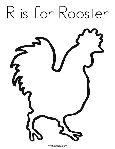 R is for rooster coloring page