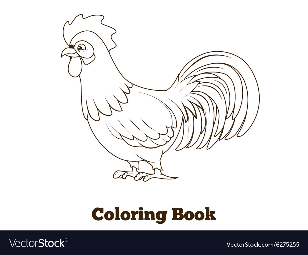 Coloring book rooster cartoon royalty free vector image