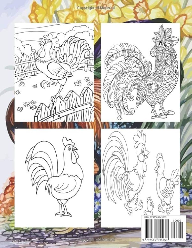 Chickens coloring book for adults an adults chicken and rooster coloring book with unique coloring pages of roosters hens chickens and chicks rooster coloring book mind relax books