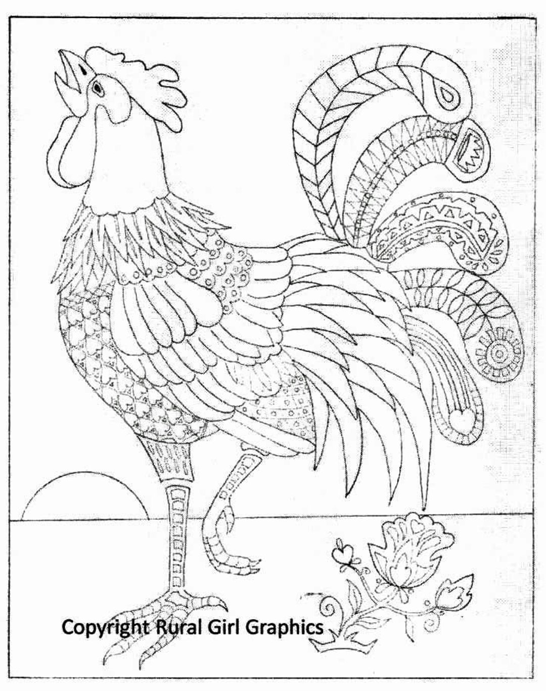 New rooster coloring sheet for grown