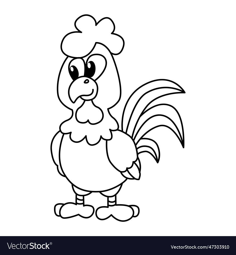 Cute rooster cartoon coloring page royalty free vector image