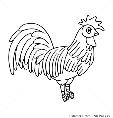 Rooster coloring page isolated for kids