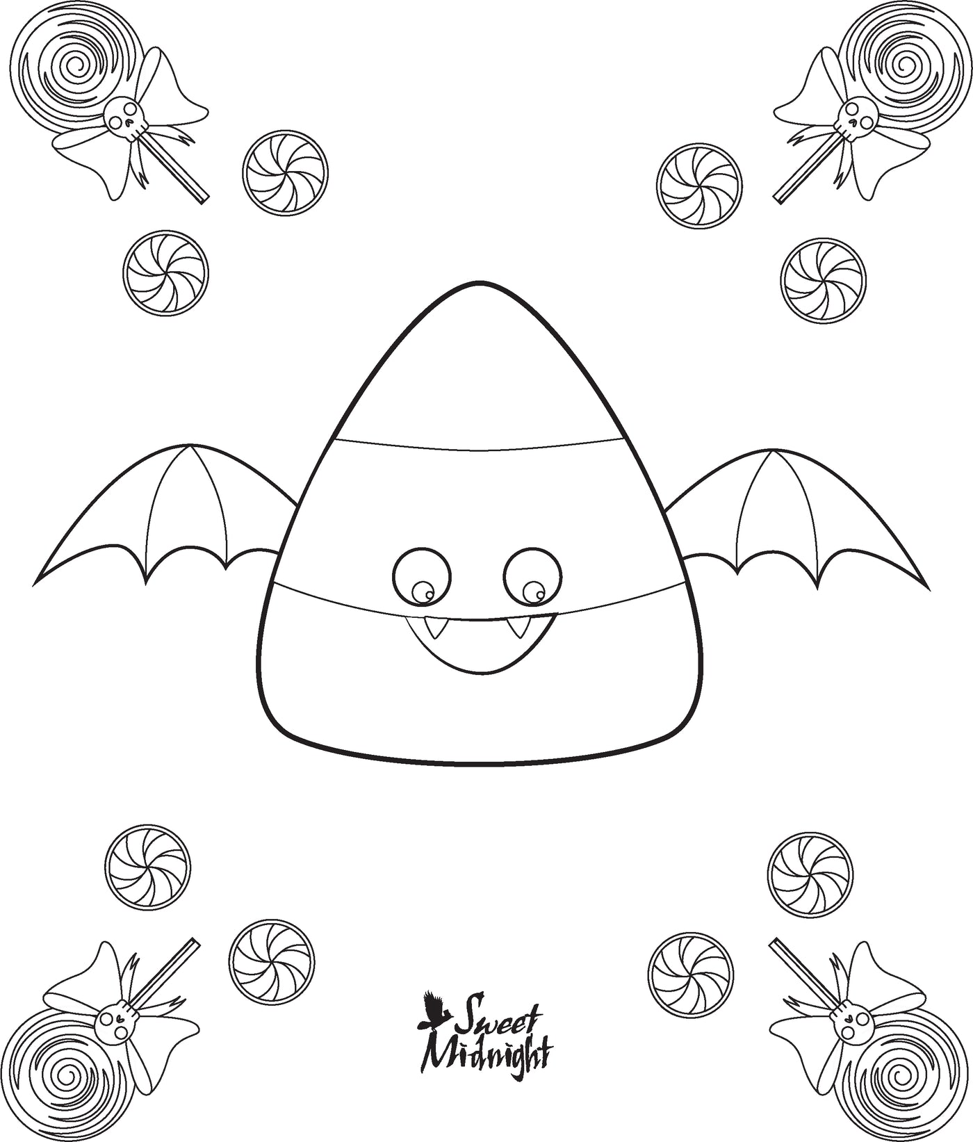 Sweet midnight coloring page candy corn