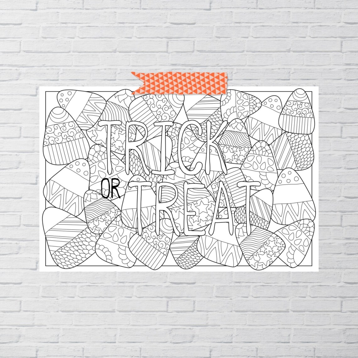 Trick or treat candy corn giant coloring page