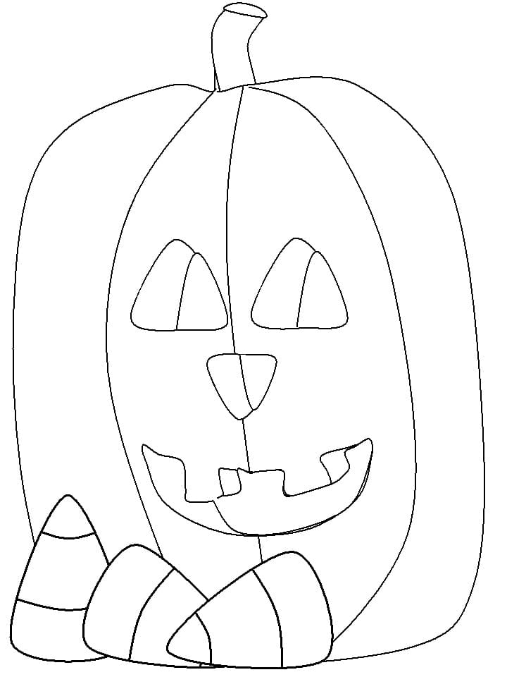 Halloween pumpkin and candy corn coloring page