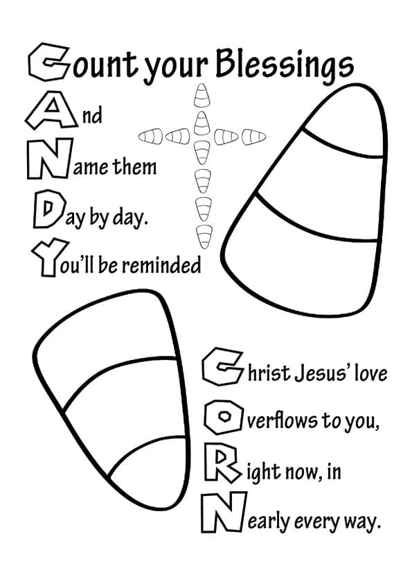 Bible verse candy corn coloring page