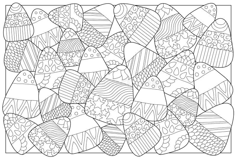 Candy corn sweets coloring page candy corn with ornament stock illustration