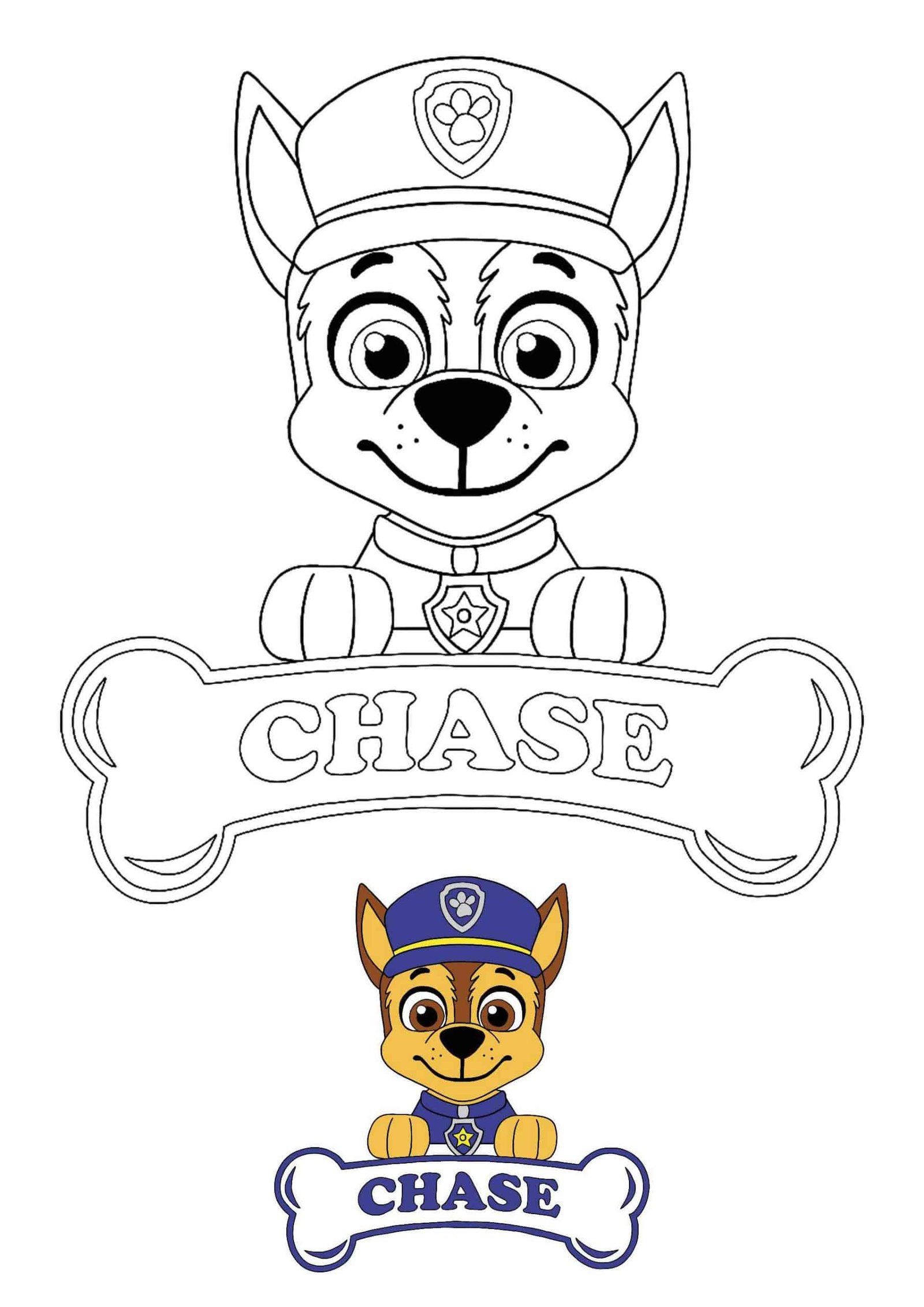 Paw patrol chase coloring pages