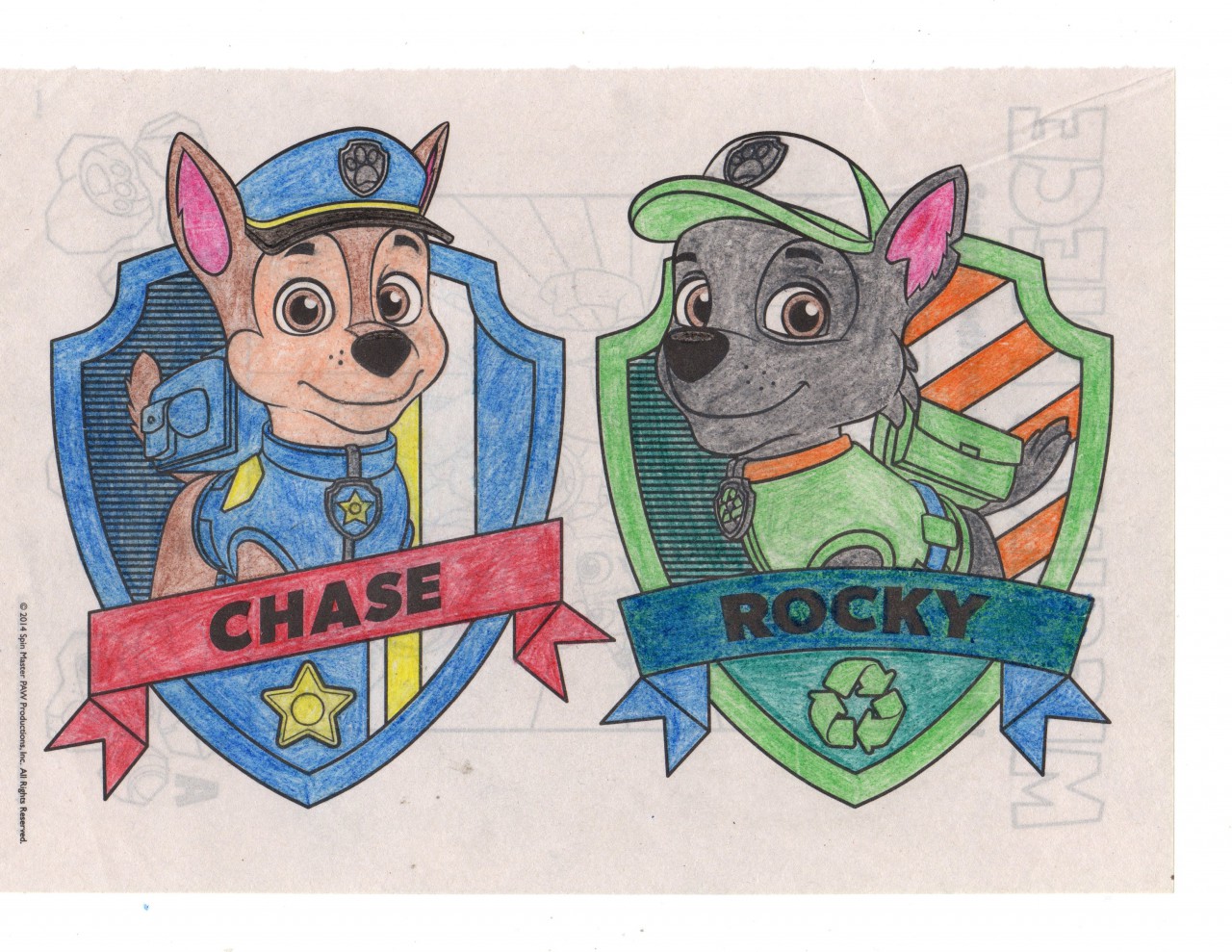 Paw patrol chase and rocky coloring page by chrisno