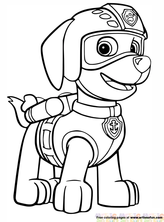 Chase in paw patrol coloring page art is so fun