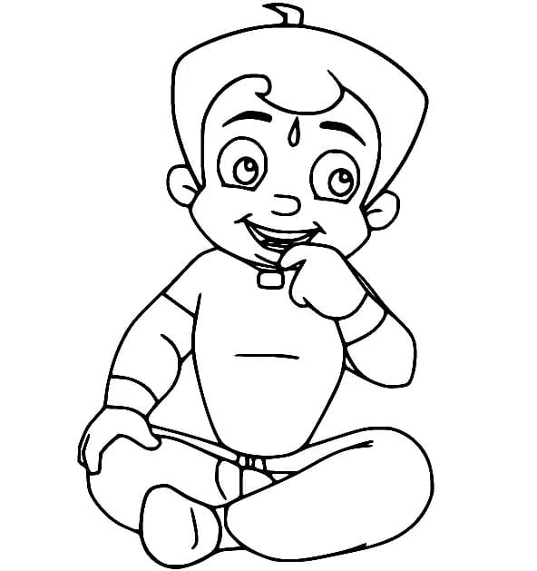 Sitting chhota bheem coloring page