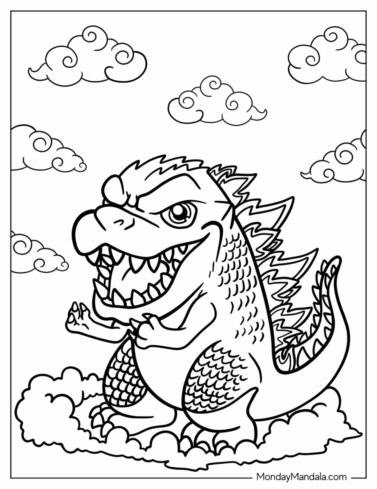 Godzilla coloring pages free pdf printables