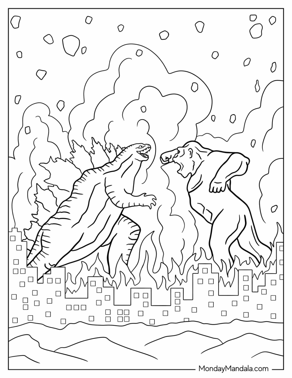 Godzilla coloring pages free pdf printables