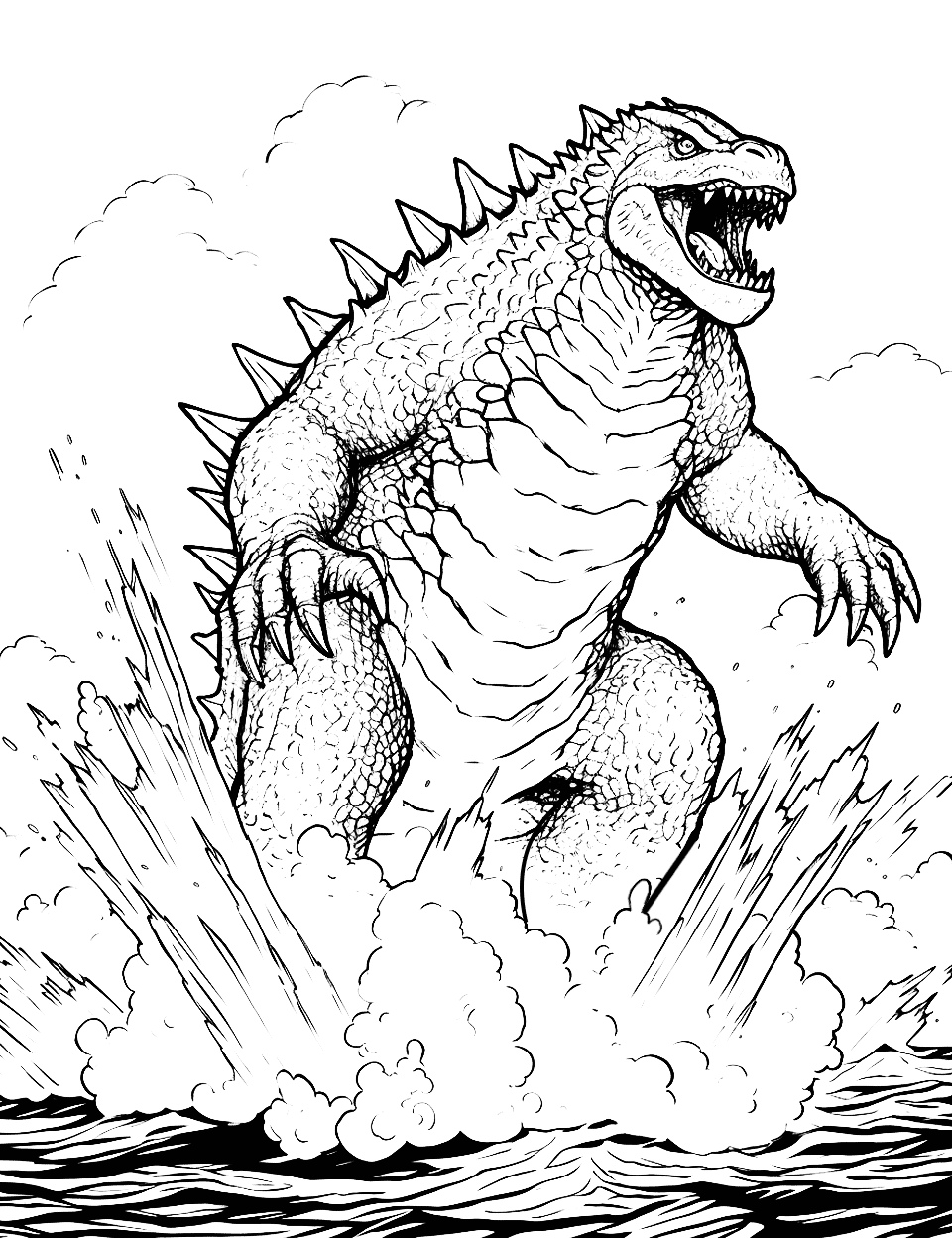 Godzilla coloring pages free printable sheets