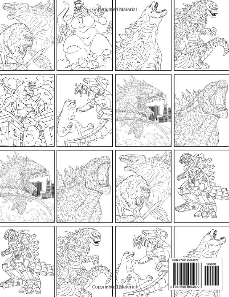 Gdzilla coloring book coloring books for adult and kids