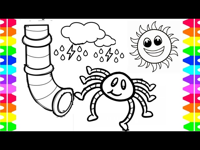 Itsy bitsy spider coloring for kids and toddlers lets draw and learn together