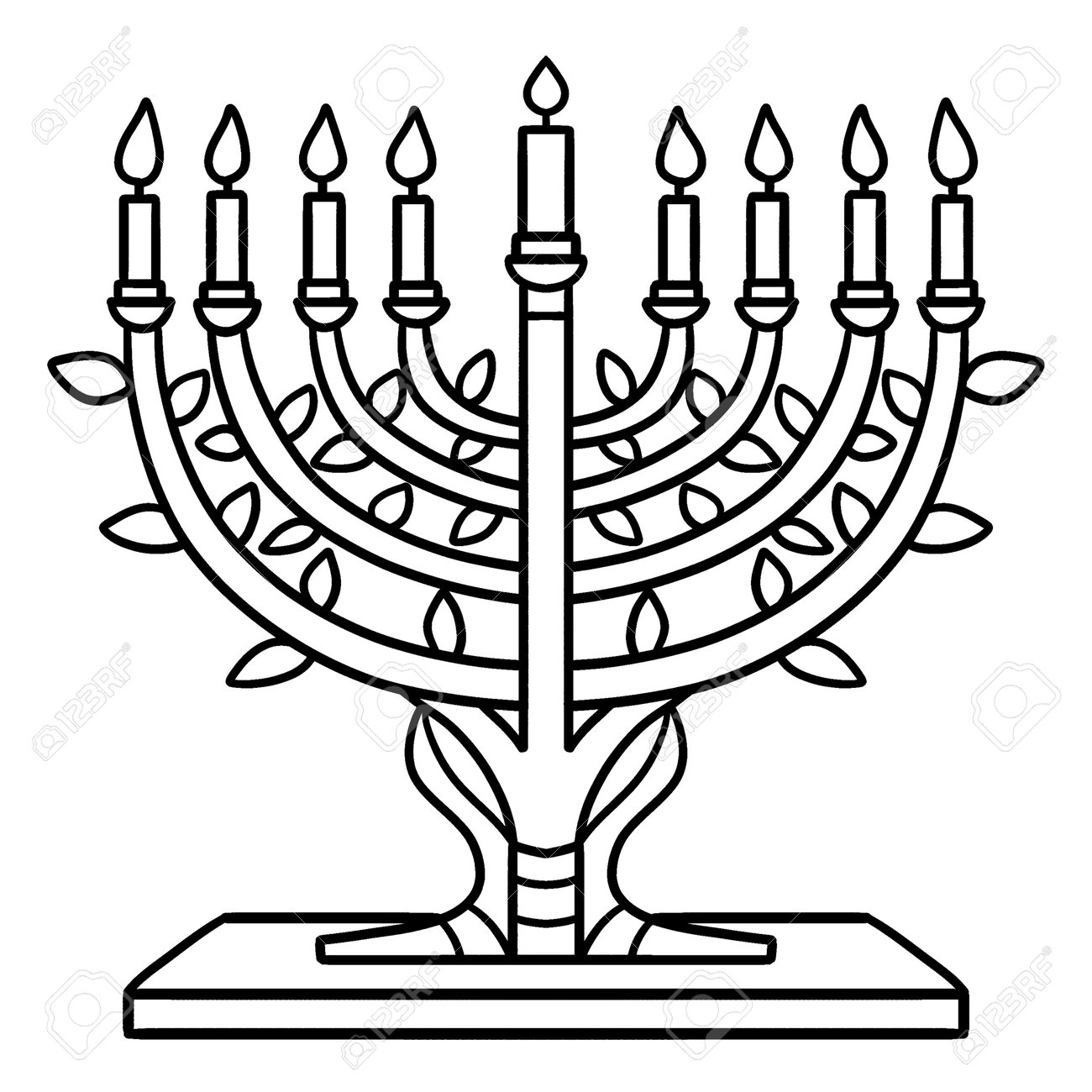 Hanukkah menorah isolated coloring page for kids royalty free svg cliparts vectors and stock illustration image