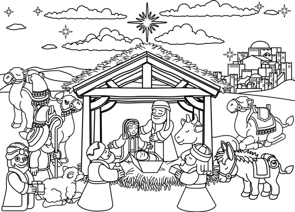 Hundred christmas nativity scene coloring royalty