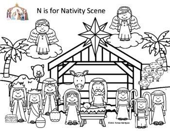 Nativity scene coloring page christmas homeschool sunday school religion