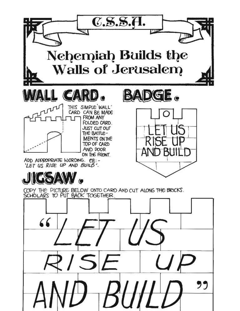 Nehemiah builds the walls of jerusalem cssa primary stage lesson â magnify him together