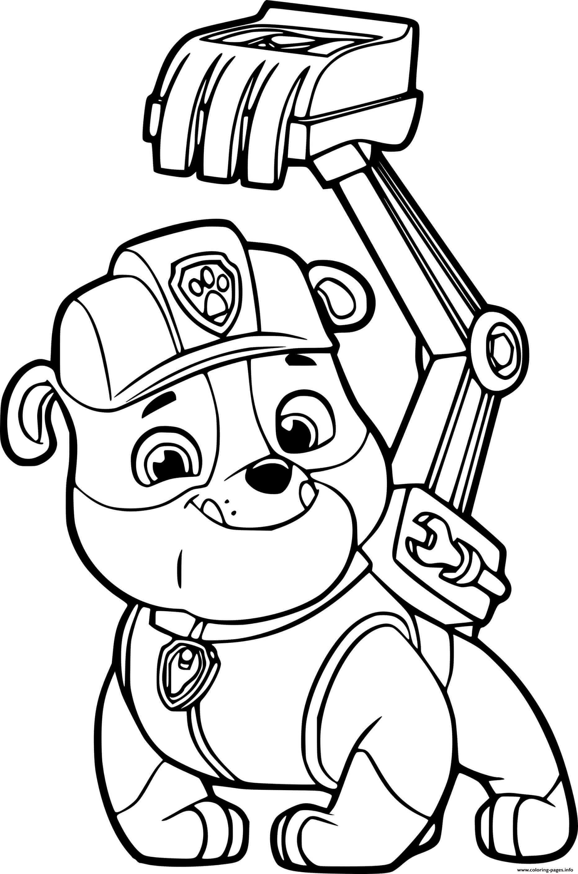 Rubble and his digger equipment coloring page printable