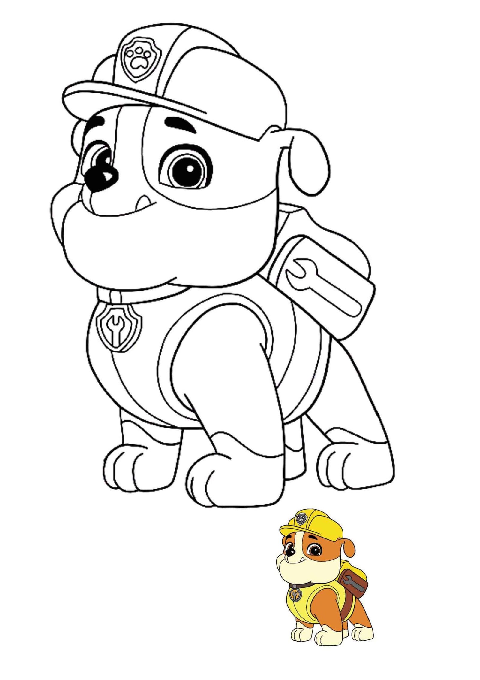 Paw patrol rubble coloring pages