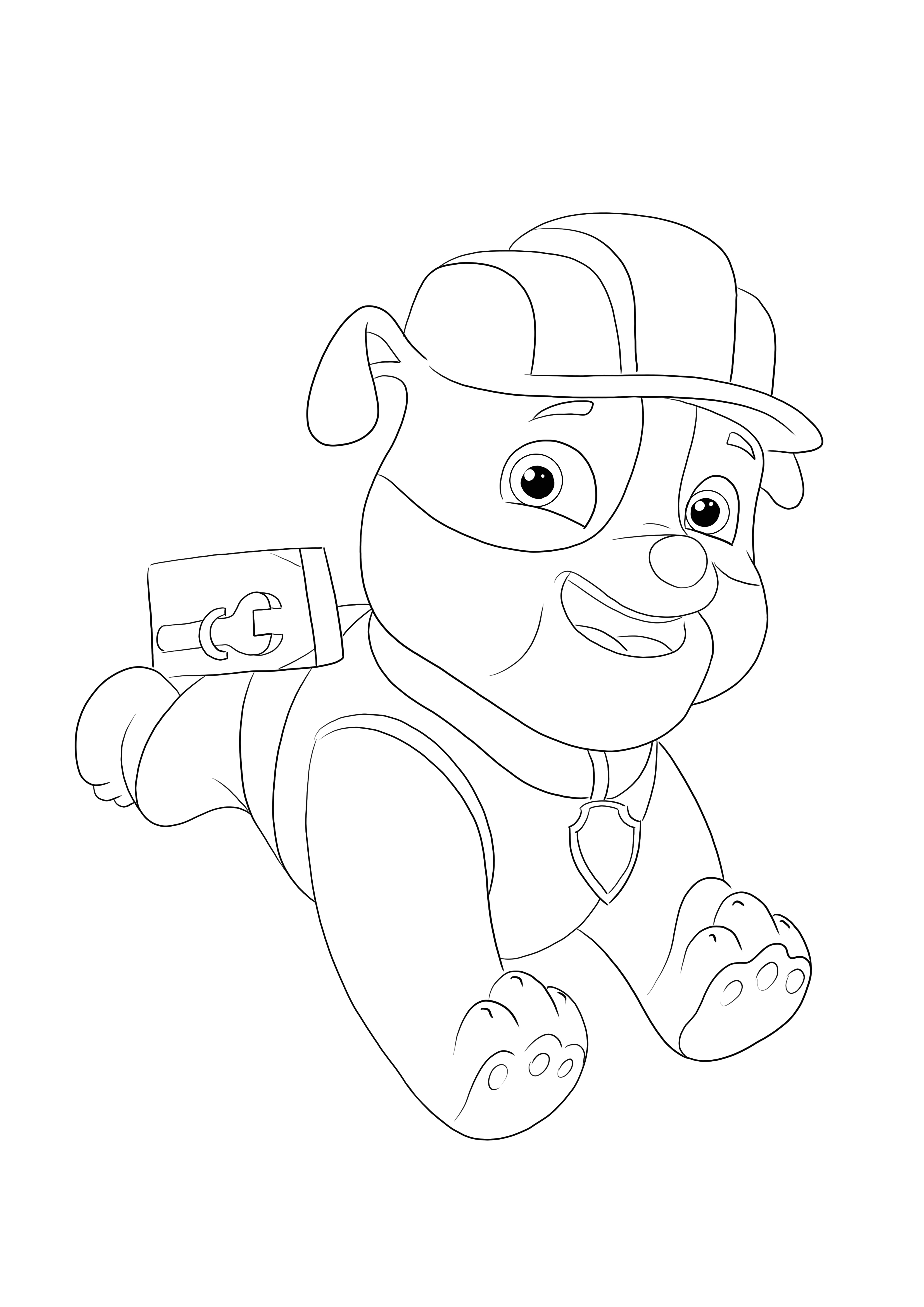 Paw patrol rubble with backpack printing and coloring free