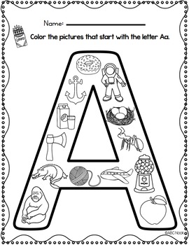 Beginning sounds coloring pages by abc nook tpt