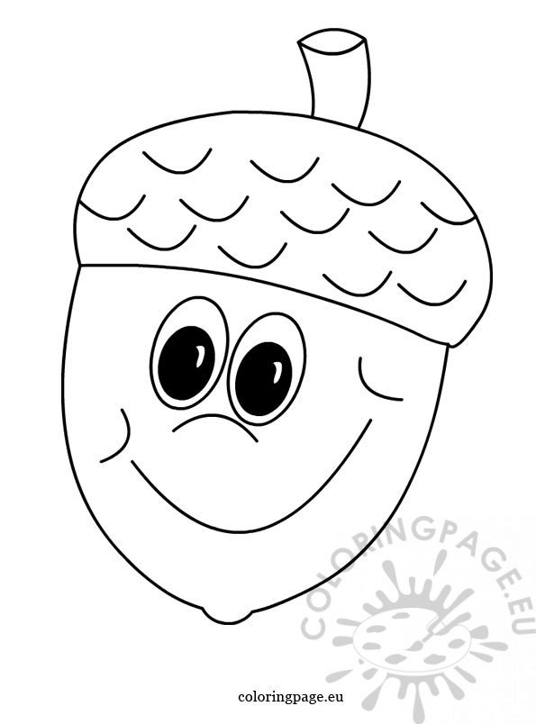 Black and white acorn coloring page