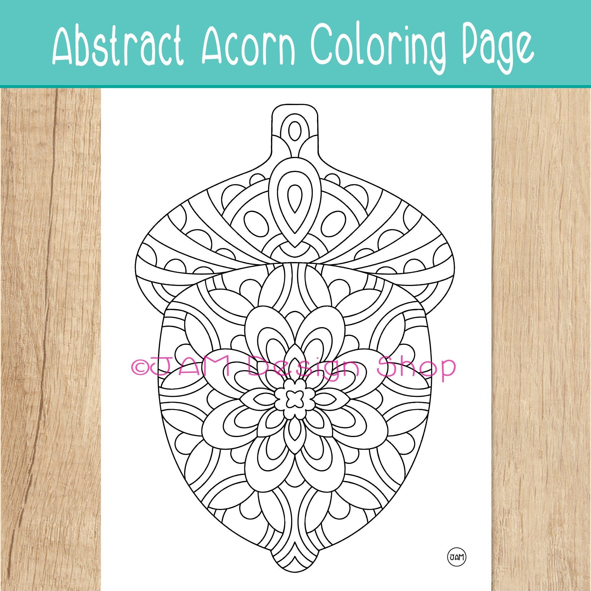 Digital download acorn coloring page autumn vibes adult coloring book instant download fall activities