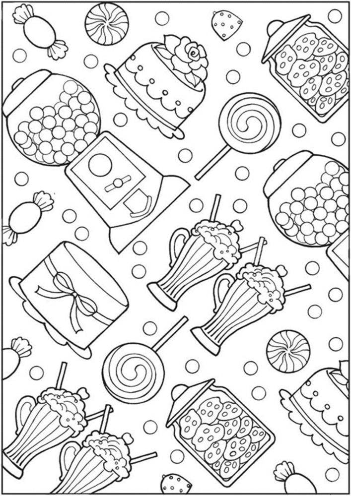 Free easy to print candy coloring pages