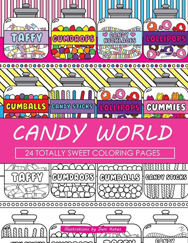 Candy world coloring book totally sweet coloring pages dani kates food coloring books kates dani kates dani books