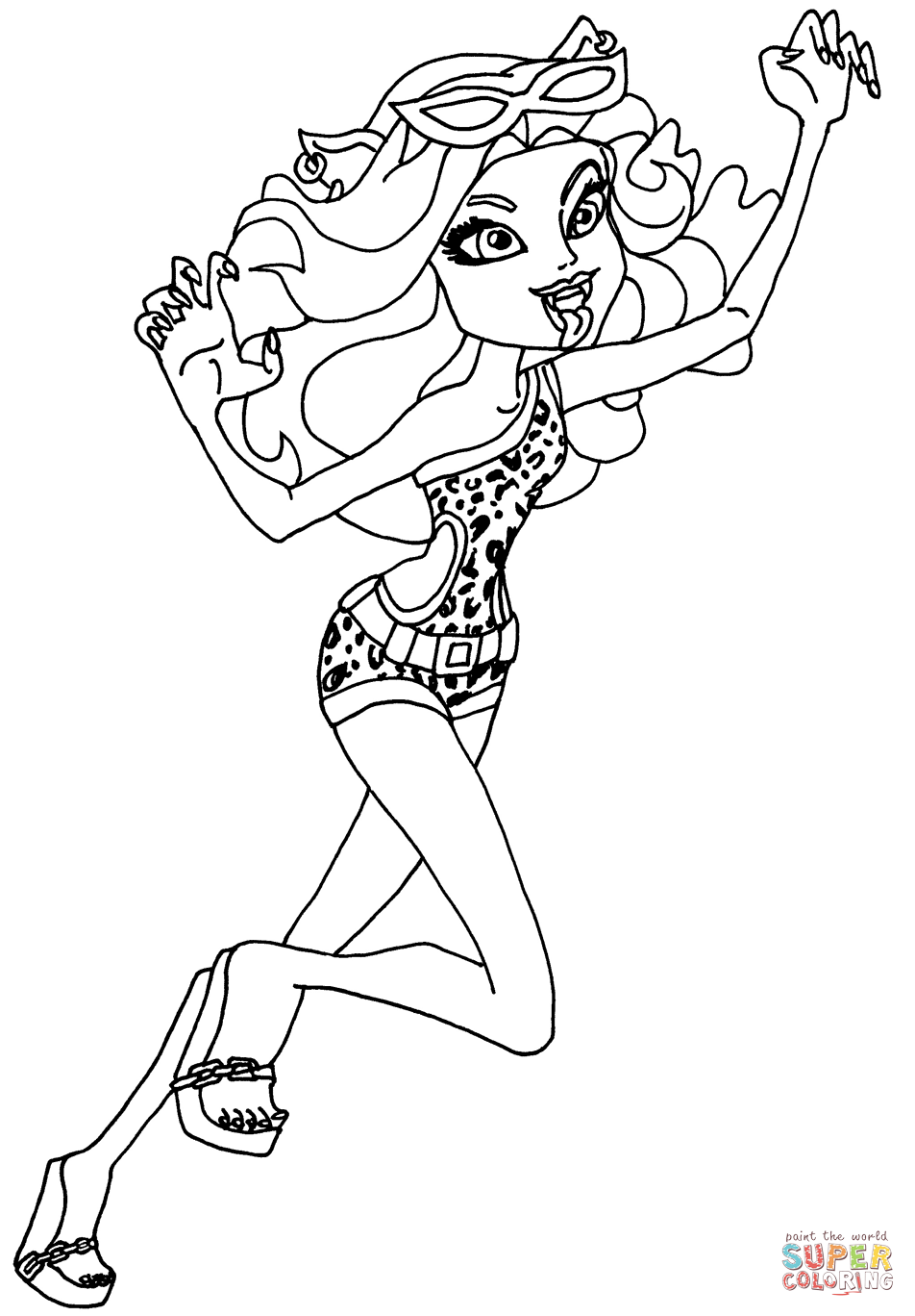 Monster high clawdeen wolf doll coloring page free printable coloring pages