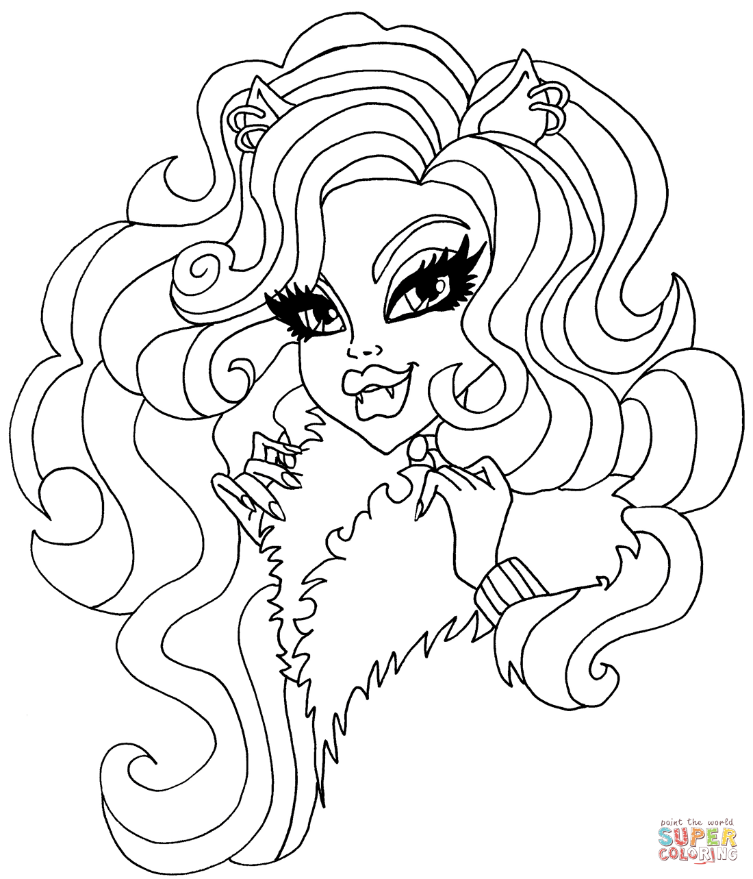 Clawdeen wolf coloring page free printable coloring pages